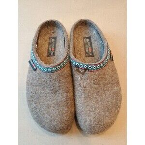 Haflinger GZ Grizzly Brown Wool Clogs Slip On Mens Size 44 US 11 *Note Hole*